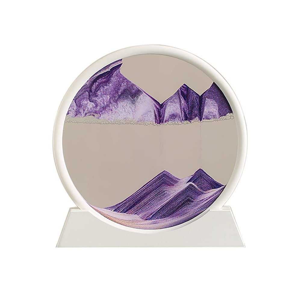 Flowing Sand Painting,Moving Sand Art Picture for Desktop Home Decor,Office Work Quicksands Painting,Round Glass 3D Deep Sea Sandscape in Motion Display Flowing Sand Frame