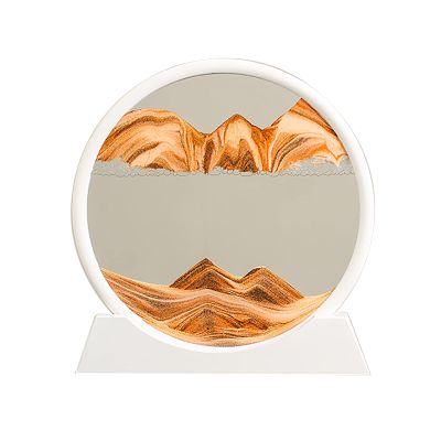 Flowing Sand Painting,Moving Sand Art Picture for Desktop Home Decor,Office Work Quicksands Painting,Round Glass 3D Deep Sea Sandscape in Motion Display Flowing Sand Frame
