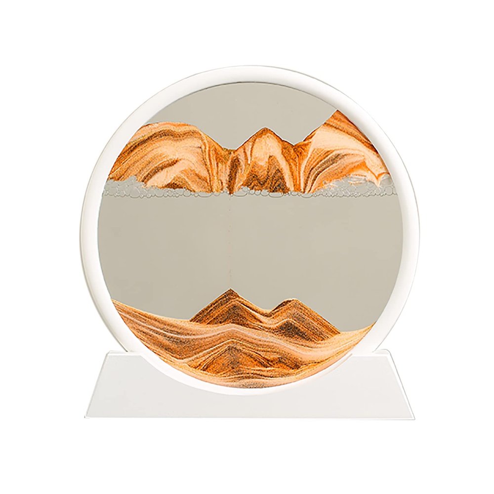 Flowing Sand Painting,Moving Sand Art Picture for Desktop Home Decor,Office Work Quicksands Painting,Round Glass 3D Deep Sea Sandscape in Motion Display Flowing Sand Frame