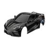 Traxxas 9311A Body, Chevrolet Corvette Stingray, Complete (Black) (Painted, Decals Applied) (Includes Side Mirrors, Spoiler, grilles, Vents, & Clipless mounting) view 1