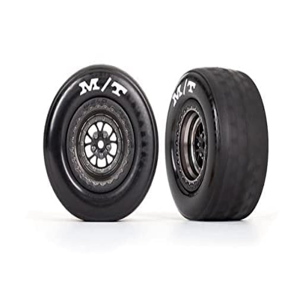 Traxxas 9475A Tires & Wheels, Assembled, Glued (Weld Satin Black Chrome Wheels, Tires, Foam Inserts) (Rear) (2)