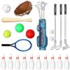 Skylety 23 Pieces Dollhouse Miniature Sports Set Mini Golf Baseball Tennis Bowling Tiny Golf Ball Clubs Ball Bats Racket Mini House Decoration Accessories for Dollhouse Collection Cake Topper Decor view 1