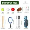 Skylety 23 Pieces Dollhouse Miniature Sports Set Mini Golf Baseball Tennis Bowling Tiny Golf Ball Clubs Ball Bats Racket Mini House Decoration Accessories for Dollhouse Collection Cake Topper Decor view 2