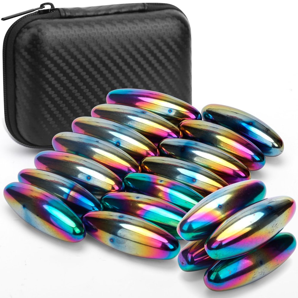 Rattle Snakes Magnetic Eggs, Fidget Toy Hematite Magnet for Adults, Fridge Magnets Oval Rocks for Refrigerator, Small Gadget,Desk Toy for Ferrite Putty(20PCS)