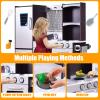 ARLIME Kids Kitchen Playset, Wooden Toy Toddler Kitchen w/Sink, Stovetop, Microwave, Refrigerator, Large Cabinets, Pretend Play Kitchen for Boys Girls view 3