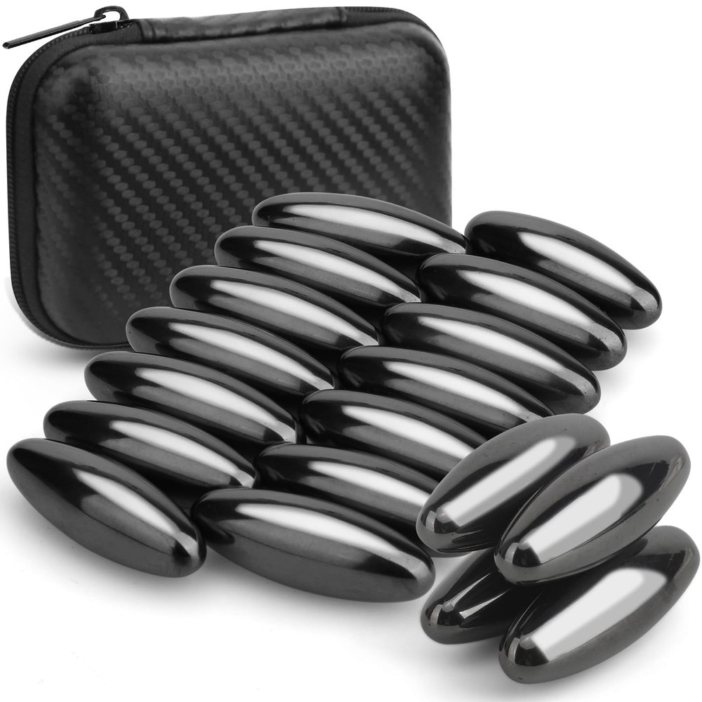 Dilabnba Fidget Toy Hematite Stone Magnet Ferrite Putty Eggs for Adults, Magnetic Fridge Magnets Oval Rocks for Refrigerator, Home, Office, Gadget, Desk Toy Decoration (24PCS)