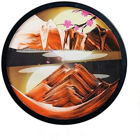 HIMFL Moving Sand Art Picture Round Glass 3D Deep Sea Sandscape in Motion Display Flowing Sand Frame Flowing Sand Painting for Home Ornament Gift