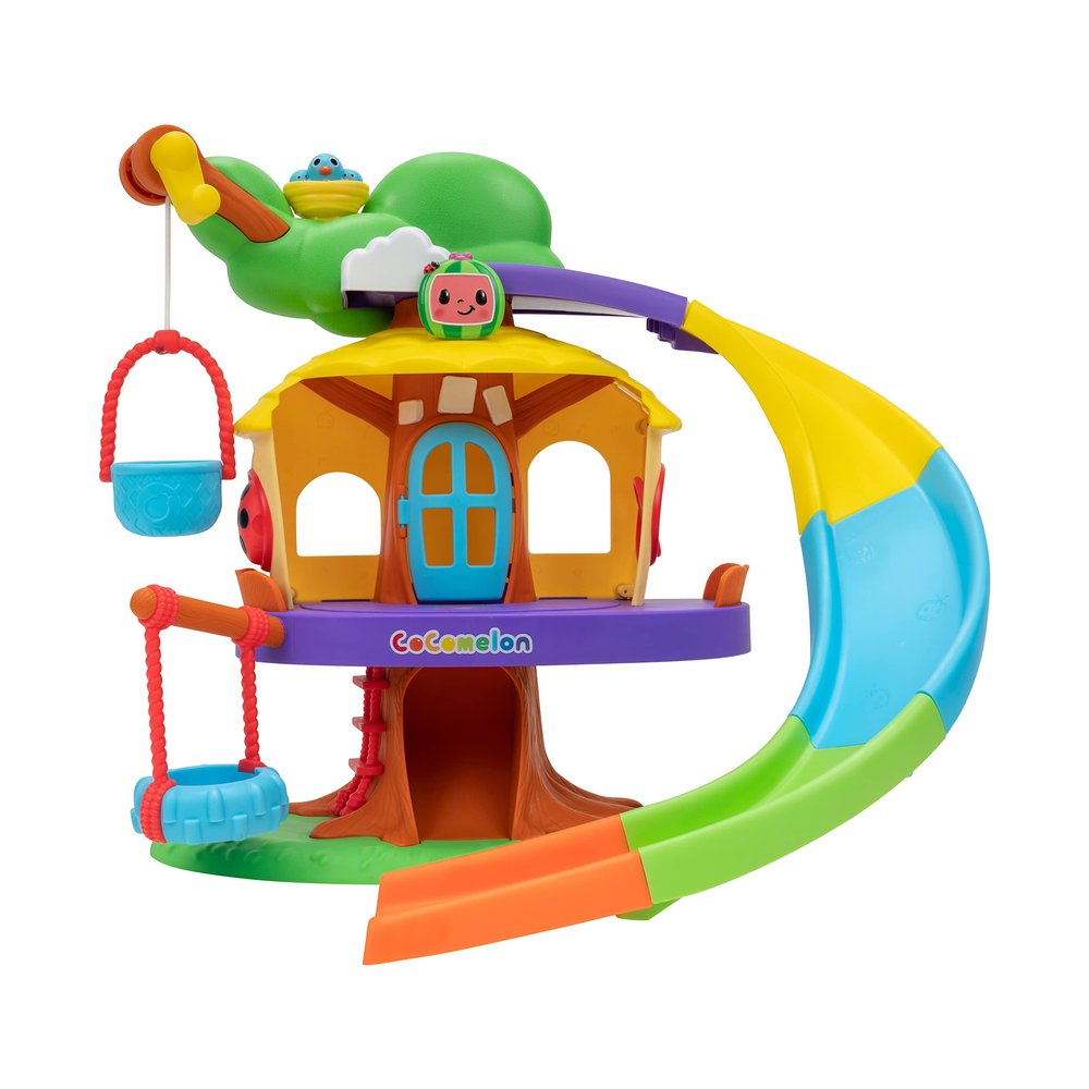 CoComelon Deluxe Clubhouse Playset - Features JJ and His Five Friends- Songs, Sounds, Phrases - Slide, Secret Tunnel, Basket Elevator, Interactive Easel, Pop Up Birds - Amazon Exclusive