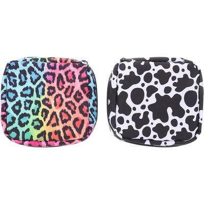 2pcs Leopard Napkin Bag Menstrual Pad Pouches Pad Holder Tampon First Period Bag Coin Purse Wallet Diaper Bag for Lipstick Tissue