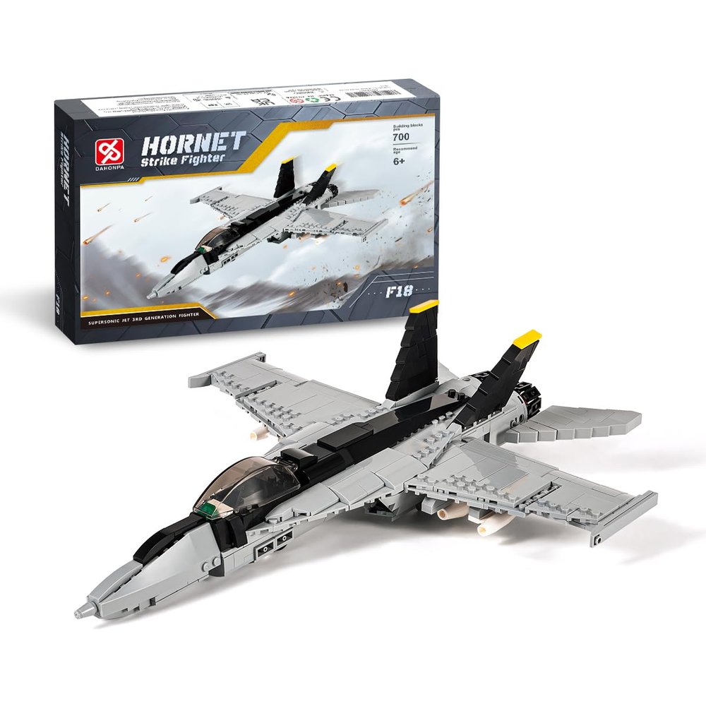 DAHONPA F-18 Bumblebee Fighter Military Army Airplane Building Bricks Set, 700+ Pieces Air-Force Build Blocks Toy, Gift for Kid and Adult.