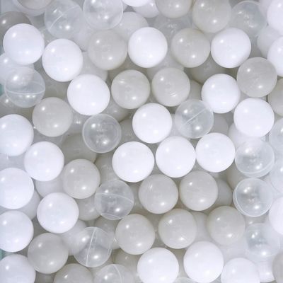 Dekeyoo Ball Pit Pack of 100 - BPA Free, Crush Proof Plastic Balls for Pit, Tent, Playhouse, Children's Toy for Party, Macaron Ocean Balls 2.15 Inch White Clear and Warm Grey
