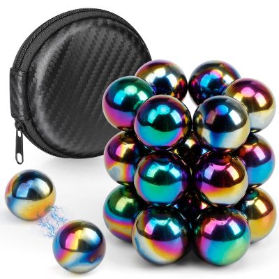 22PCS Large Rainbow Hematite Magnetic Ball Fidget Toy for Adults, Men Women Magnet Stones Office Desk Toys for Gifts with Fiber Case, Rare Earth Magnets for Ferrite Putty, Age:15+