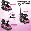 HONEY JOY Push Cars for Toddlers, Lamborghini Kids Toy Car Stroller w/Push Handle & Detachable Guardrail, Horn & Engine Sound, Seat Storage, Foot-to-Floor Ride On Push Car for Boys Girls(Pink) view 2