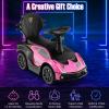 HONEY JOY Push Cars for Toddlers, Lamborghini Kids Toy Car Stroller w/Push Handle & Detachable Guardrail, Horn & Engine Sound, Seat Storage, Foot-to-Floor Ride On Push Car for Boys Girls(Pink) view 4