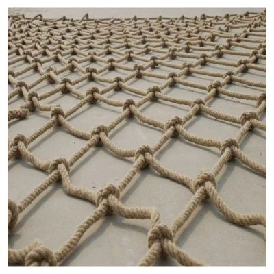 Cargo Net Heavy Hemp Rope Netting Treehouse Rope Ladder Climbing Safety Net Balcony Banister Stair Protection Fence Decor Mesh Grid 10cm (Size : 4 * 4m(13 * 13ft))