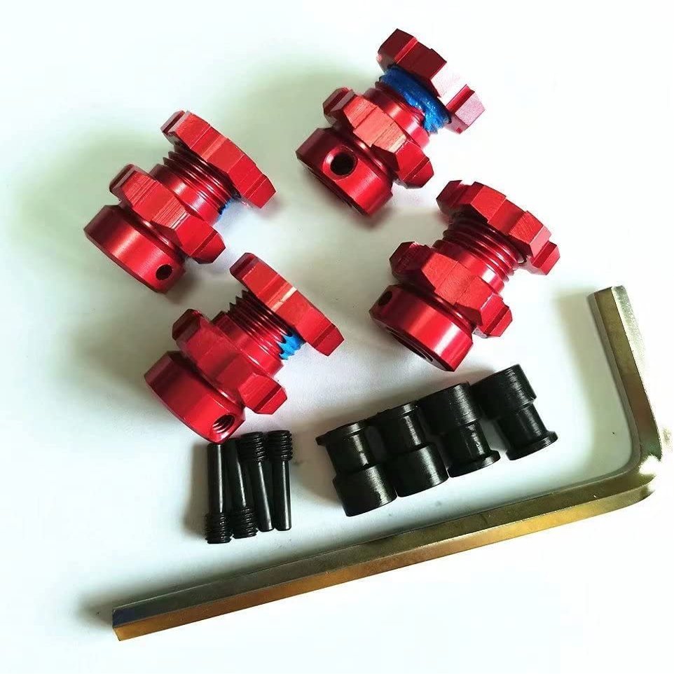 for Traxxas E-MAXX Summit E-REVO REVO3.3 Aluminum Widen 17mm Splined Wheel Hubs Red