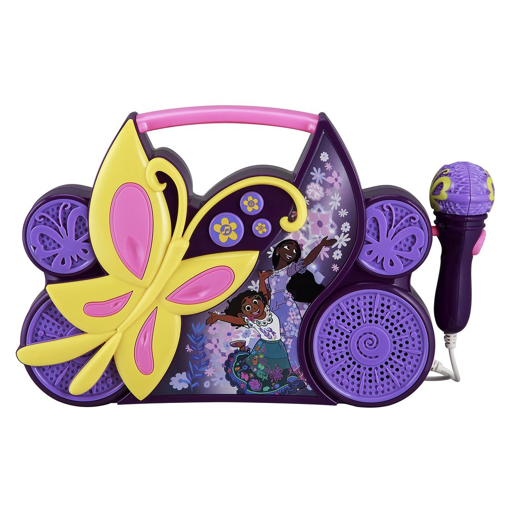 eKids Disney Encanto Sing Along Boom Box Speaker with Microphone for Fans of Disney Toys, Kids Karaoke Machine with Built in Music