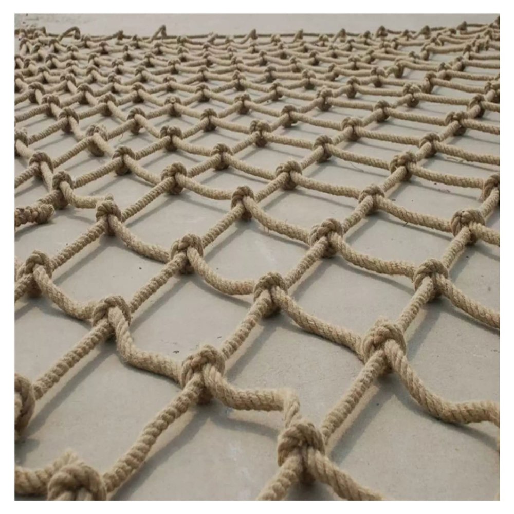 Cargo Net Heavy Hemp Rope Netting Treehouse Rope Ladder Climbing Safety Net Balcony Banister Stair Protection Fence Decor Mesh Grid 10cm (Size : 2 * 8m(7 * 26ft))