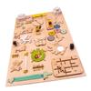 3toysm Leo Montessori Busy Board 75 cm Double Sided Wooden Freestanding Sensory Activity Board Natural Zoo view 2