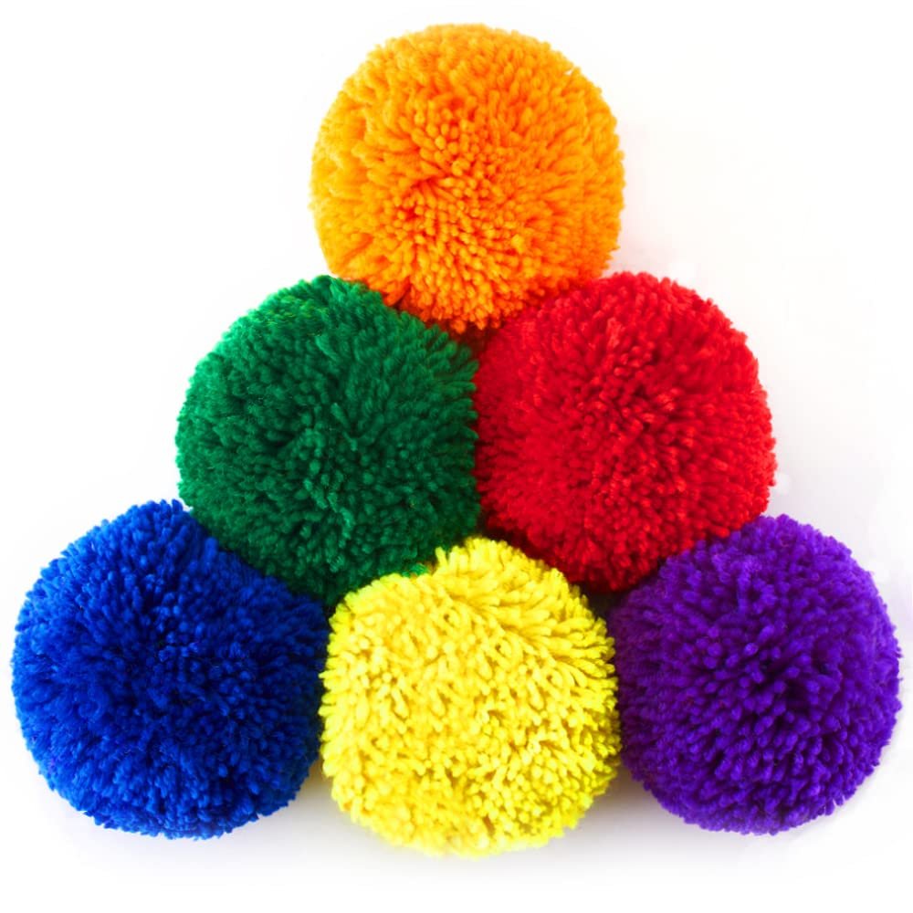 AIRUYI 6-Pack Soft Fleece Balls Large 5-inch Dodgeball Playground Balls, Rainbow Pack Size for Dodge Ball, Handball, Camps and Schools