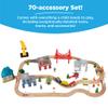 Best Choice Products Large 50in 70-Piece Train Table, Multipurpose Wooden Toy Activity Playset for Children w/Tracks, Reversible Top - Natural view 3
