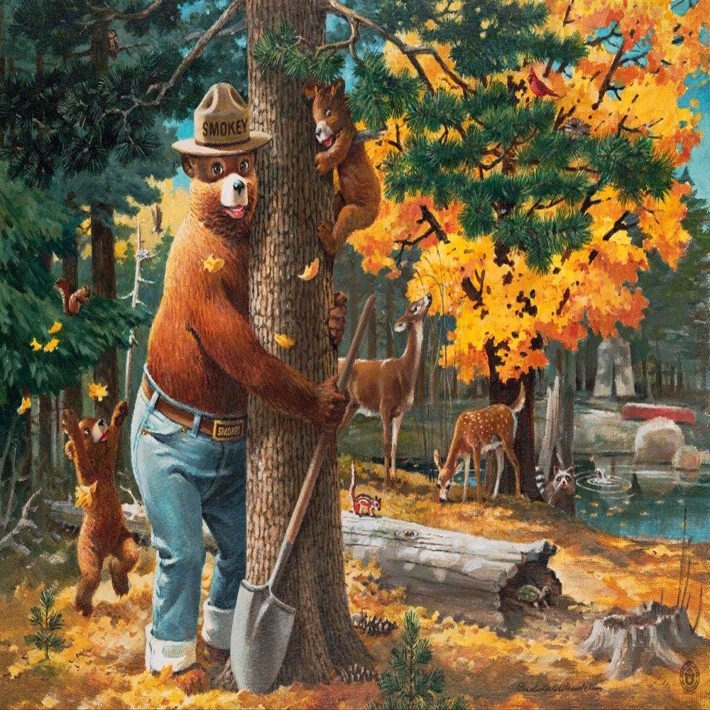 Lantern Press Smokey Bear, Hugging Tree, Officially Licensed Vintage Poster 1000 Piece Jigsaw Puzzle for Adults, Made in USA with Reference Poster