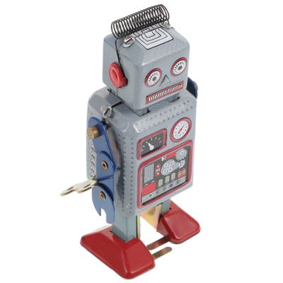 Kids Vintage Wind Up Walking Planet Robot: Tin Collectibles Figurine Decor Party Favors Developmental Toys