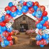 130 Pieces Western Cowboy Balloon Arch Garland Blue Red Cowboy Bandana Latex Balloons Western Theme Supplies for Party Baby Shower Birthday Party Decorations view 1