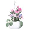 Zerodis Mini Flower Pot, 1:12 Doll House Mini Clay Flower Plant Pot Flower Arrangement Model of Rose Hanging Pot for Children view 1