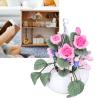 Zerodis Mini Flower Pot, 1:12 Doll House Mini Clay Flower Plant Pot Flower Arrangement Model of Rose Hanging Pot for Children view 2