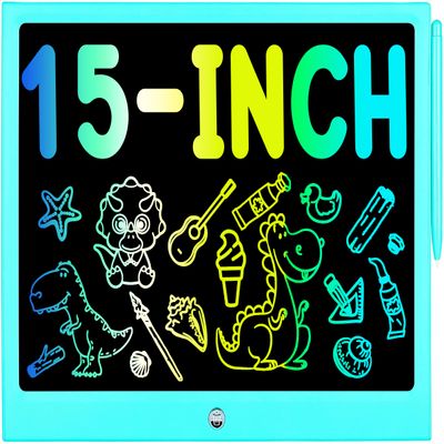 Toys for 3 4 5 6 7 8 Years Old Boys Girls, LCD Writing Tablet 15 Inch Doodle Board, Electronic Drawing Pads Drawing Tablet, Educational Birthday Gift for 3-6 Years Old Kids Toddler (Blue)