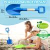 16" Beach Sand Shovels Toy for Kids, Garden Scoop Tool Kits, Sturdy Long Handheld Wooden Plastic Spade for Sand Digging, Summer Backyard (Blue Green) view 4