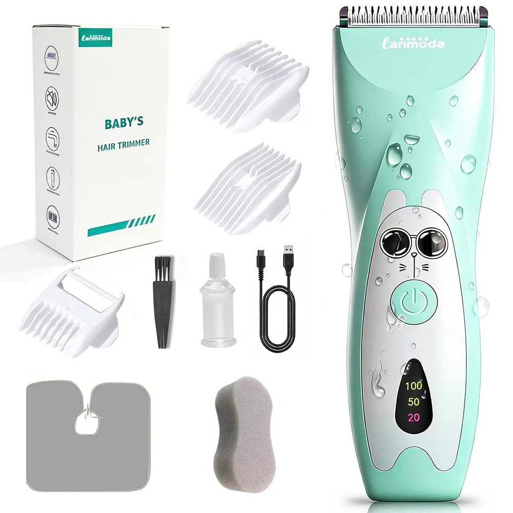 LANMODA Baby Hair Clippers, Coldless Quiet Hair Trimmer Shaver for Toddler Children with Autism, Waterproof Rechargeable Haircut Kit for Infant Kids Ceramic Blade