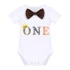 Baby Boys 1st Birthday Lion Cake Smash Outfits Wild One Bloomers Diaper Cover Y Back Adjustable Suspenders Bowtie Set Sparkly Gold Crown Headband Photo Shoot Party Costume Dark Brown One 12-18 Months view 3