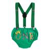 Baby Boys 1st Birthday Jungle Cake Smash Outfits Wild One Bloomers Diaper Cover Y Back Adjustable Suspenders Bowtie Set Sparkly Gold Crown Headband Photo Shoot Party Costume Green One 6-12 Months view 4