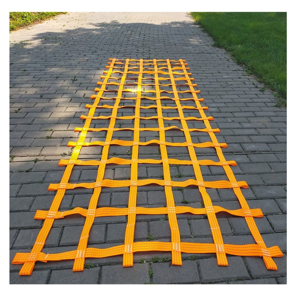 DREAMOSA Net for Swing Set,Safety Nets Cargo Rope Heavy Duty Netting Rope Ladder Climbing Treehouse Protection Kids Playground Webbing Net,Ninja Warrior Obstacle Course,Training Equipment,Orange