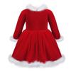Alvivi Toddler Baby Girls Little Santa Christmas Velvet Red Dress Faux Fur Decor Xmas Party Costume Red&White 12-18 Months view 2