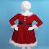 Alvivi Toddler Baby Girls Little Santa Christmas Velvet Red Dress Faux Fur Decor Xmas Party Costume Red&White 12-18 Months view 3