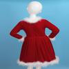 Alvivi Toddler Baby Girls Little Santa Christmas Velvet Red Dress Faux Fur Decor Xmas Party Costume Red&White 12-18 Months view 4
