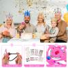 Civaner 17 Pcs Princess Party Crowns Set DIY Tiaras Making Kit for Kids with Diamond Stickers, Party Favors and Supplies(Rose Red, Silver, Blue) view 2