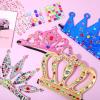 Civaner 17 Pcs Princess Party Crowns Set DIY Tiaras Making Kit for Kids with Diamond Stickers, Party Favors and Supplies(Rose Red, Silver, Blue) view 3