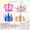 Civaner 17 Pcs Princess Party Crowns Set DIY Tiaras Making Kit for Kids with Diamond Stickers, Party Favors and Supplies(Rose Red, Silver, Blue) view 4