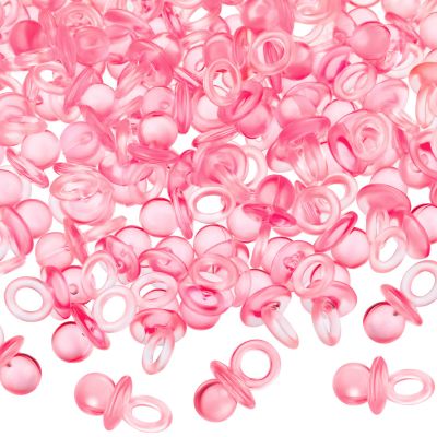 200 Pieces Mini Acrylic Pacifier for Decorations, Pink Plastic Pacifier Table Scatter for Guests Table Decorations Party Favors for Gender Reveal DIY Birthday