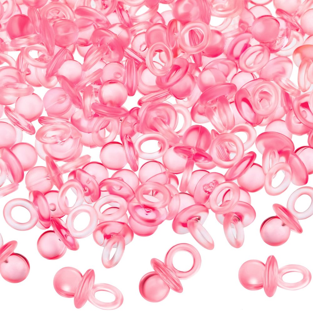 200 Pieces Mini Acrylic Pacifier for Decorations, Pink Plastic Pacifier Table Scatter for Guests Table Decorations Party Favors for Gender Reveal DIY Birthday