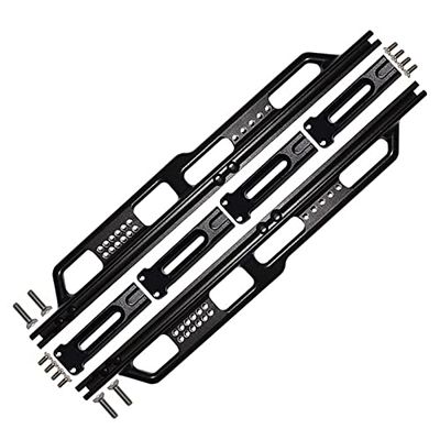 Aluminum Side Steps (Silver Inlay Version) For Axial 1/6 SCX6 Jeep JLU Wrangler AXI05000-18Pc Set Black