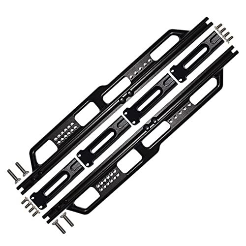 Aluminum Side Steps (Silver Inlay Version) For Axial 1/6 SCX6 Jeep JLU Wrangler AXI05000-18Pc Set Black