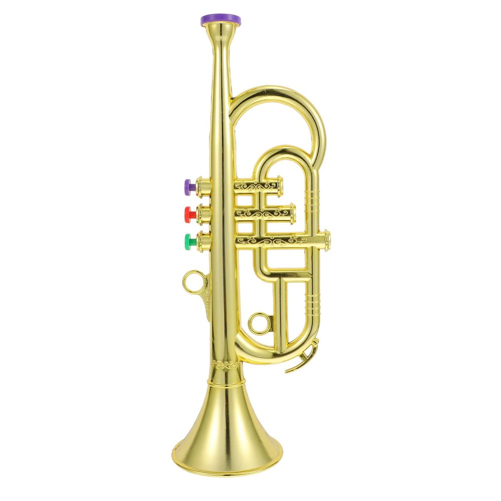 TOYANDONA 1Pcs Trumpet for Kids, Plastic Trumpet Toy Musical Instrument Toy Early Educational Toy for Boys Girls ( Gold )
