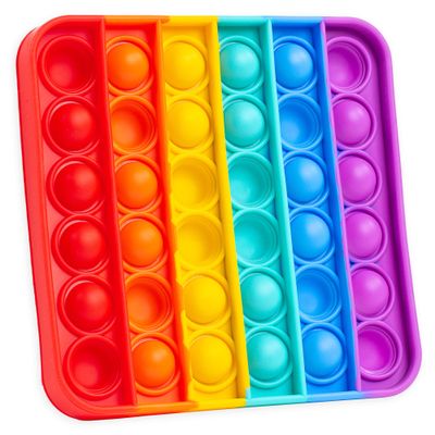 Stages Sensory Builder: Push Pop Bubble Fidget Sensory Toy for Anxiety, Autism, ADD and ADHU, popit Special Needs Stress Reliever- Rainbow Square, Multi