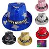 Pack of 12 Happy New Years Eve Theme Party Favor Satrs Fedora Hats with LED Colorful Lights view 1