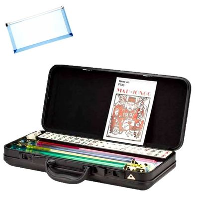 OMURA Games | Western Mah Jong in Black Case | Bonus: Multi-Purpose #10 Size Pouch (Color May Vary)